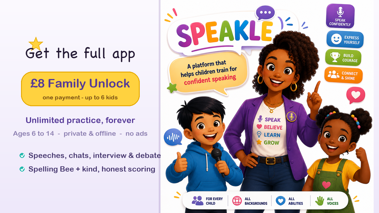 Speakle — £8 Family Unlock: unlimited practice, forever